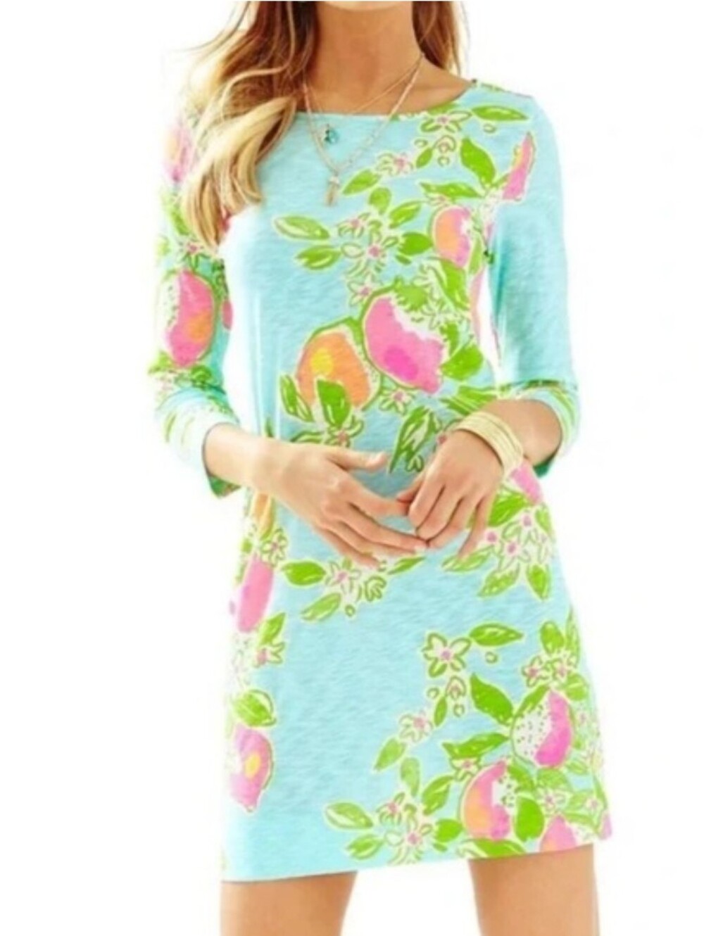 Lilly Pulitzer Marlowe Pink Lemonade Pink Green Cotton Dress